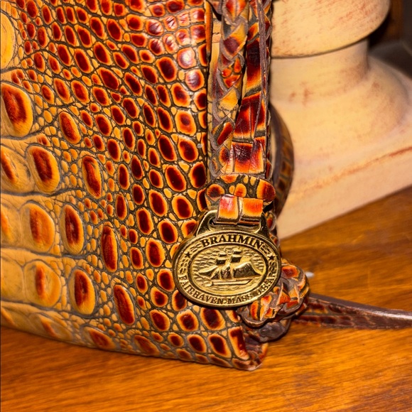 Brahman toasted almond croc embossed Crossbody - Picture 3 of 10